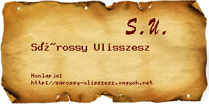 Sárossy Ulisszesz névjegykártya